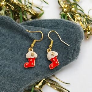Stocking Holiday Festive Dangle Earrings